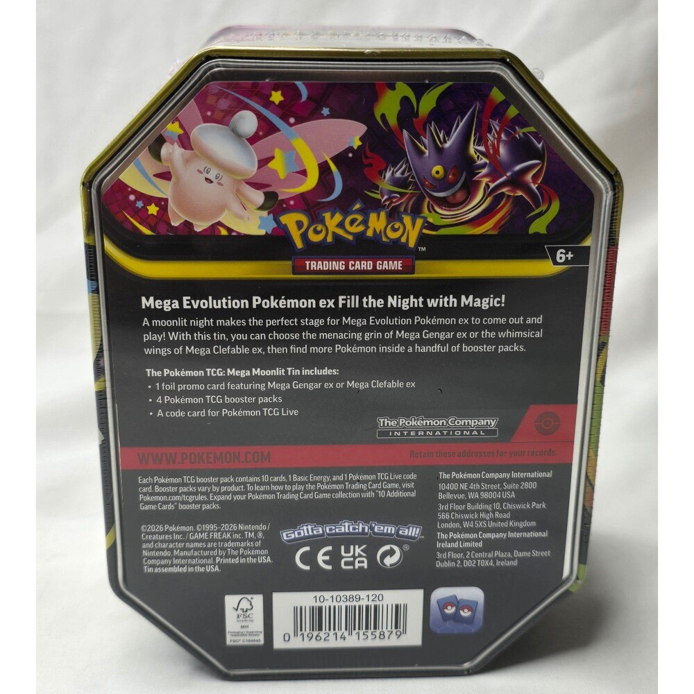 Pokémon TCG Mega Moonlit Tin Mega Clefable-EX Promo New Factory Sealed - Picture 3 of 5